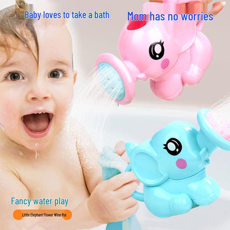 Little Elephant Baby Bath Toys with Shower Head & Yellow Duck Watering Can