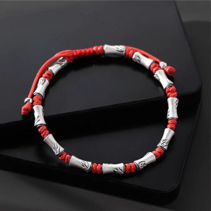 

Браслет из стерлингового серебра 999 пробы в виде бамбуковой секции - Простой, модный плетеный дизайн для пар. Pure Silver