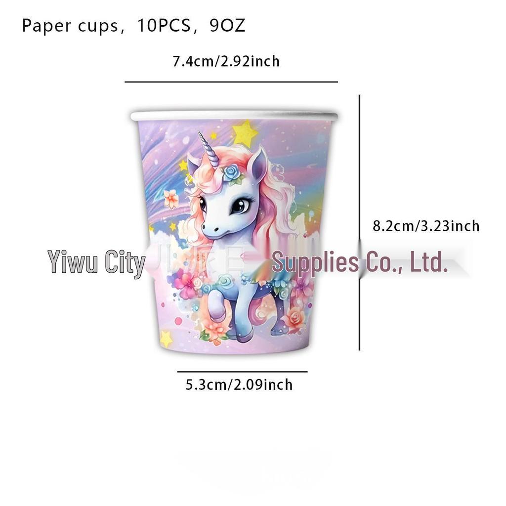 Unicorn Party Disposable Tableware Set: Plates, Cups, Napkins, Tablecloth, Cutlery - Spoons & Forks for Birthday Celebrations