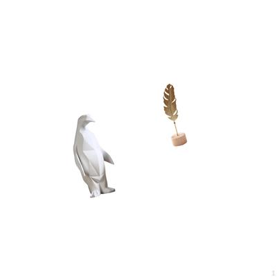 Penguin Figurine Resin Metal Animal Statue Creative Collectable Ornament Abstract Decorative Craft