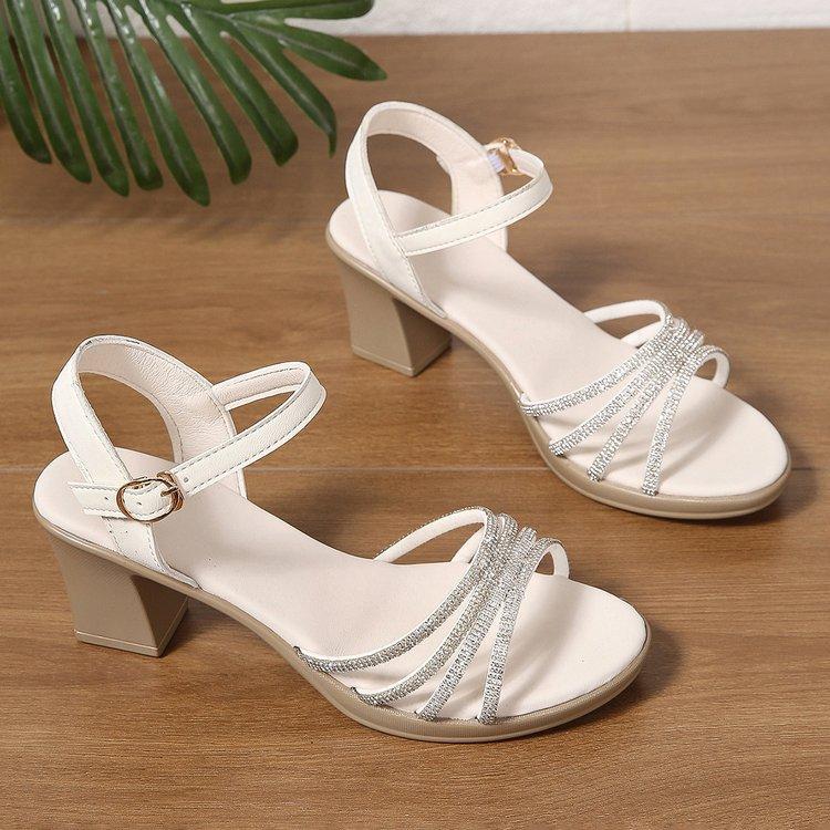 Fashion Women's Sandals 2025 Summer New Fashion Thick Heel Platform Wedding Shoes Ladies Elegant Heeled Sandals Office Casual High Heels