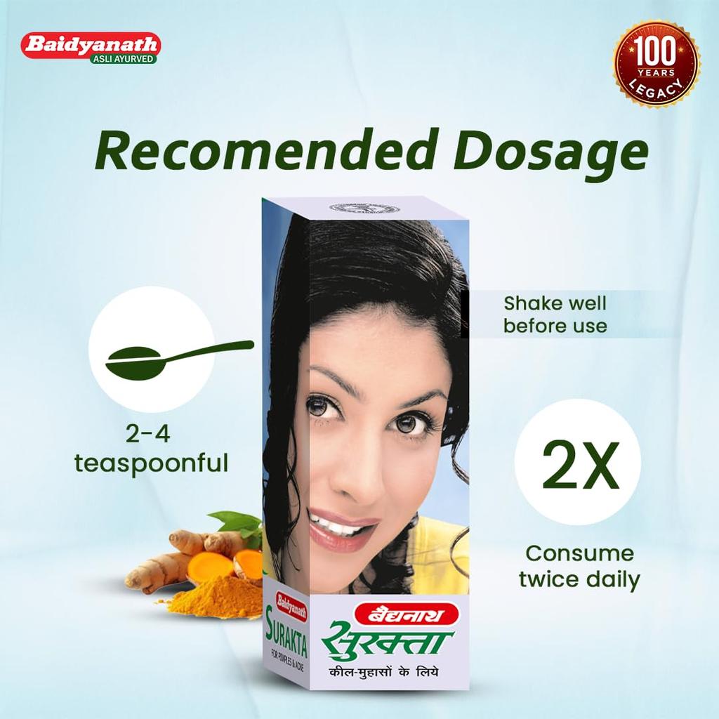Baidyanath Surakta Herbal Tonic 200 Ml X Pack Of 2 Natural Skin Cleanser And Blood Purifier For Clear Radiant Skin