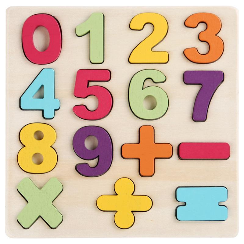 Wooden Montessori Numbers Alphabet Geometry Pairing Puzzle Puzzle Early Childhood Education Building Block Children'S Educational Cognitive Toys