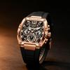 LIGE Nové pánské hodinky Chronograf Quartz Tonneau ciferník Zlaté Sportovní hodinky Neformální Móda Silikonový řemínek Pánské hodinky+Krabička