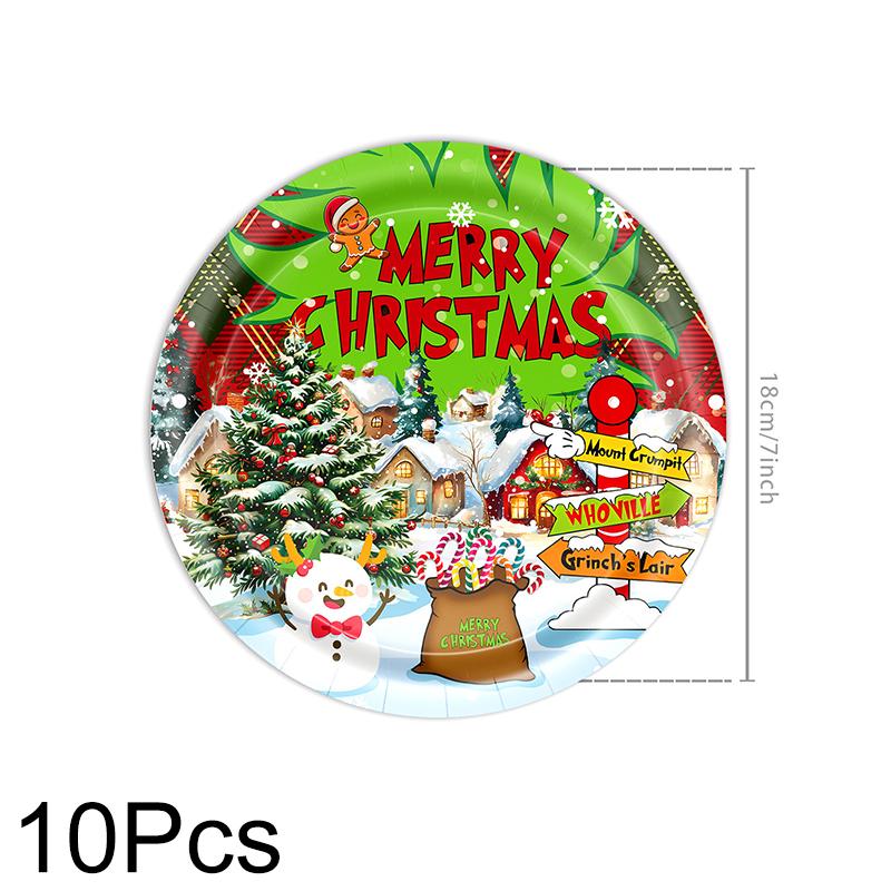 1Set Disposable Tableware Set Spoon X-mas Party Decorations Party Supplies Fork Happy New Year Paper Plates Merry Christmas