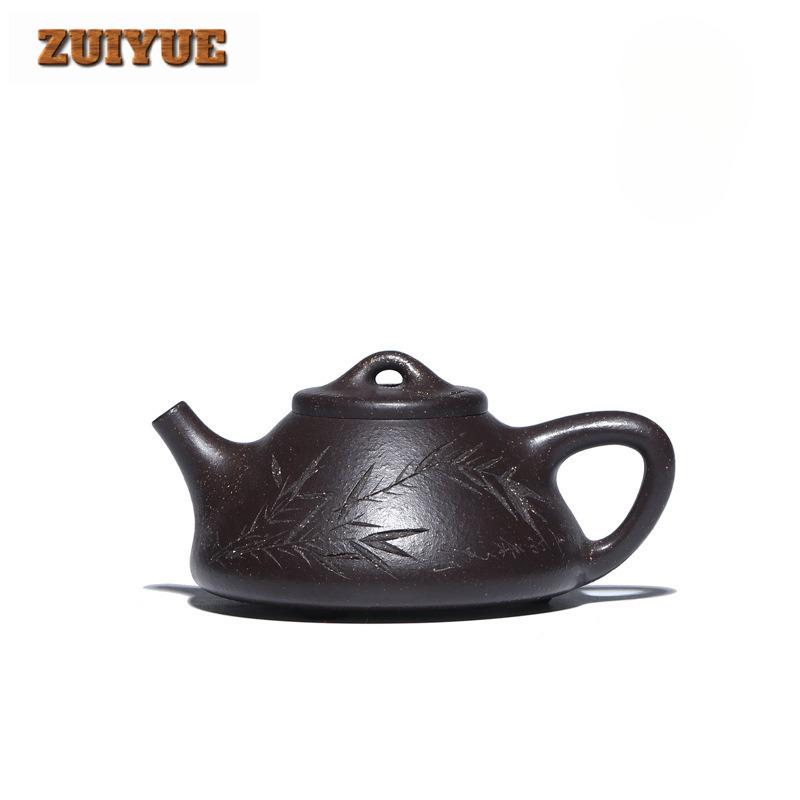 150ml Antike Yixing Lila Ton Teekannen Handgefertigter Stein Schöpfkrug Rohmaterial Schwarzes Gold Schlamm Kessel Zisha Teegeschirr Bastelbedarf Cha