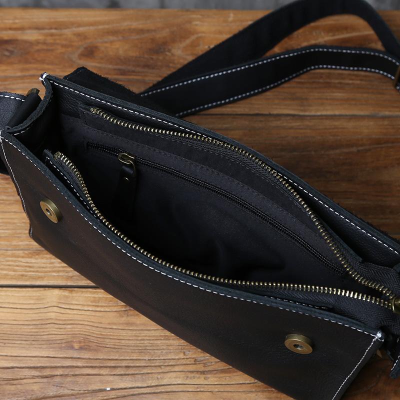 NZPJ Genuine Leather Men's Messenger Bag Top Layer Cowhide Shoulder Bag Crossbody Bag Tablet Bag Suitable For 10 Inch IPad