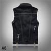 Men's Korean Style Black Slim Fit Denim Motorcycle Vest - Plus Size, Sleeveless, Trendy Youth Jacket