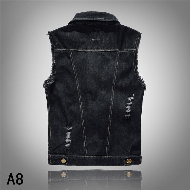 Men's Korean Style Black Slim Fit Denim Motorcycle Vest - Plus Size, Sleeveless, Trendy Youth Jacket