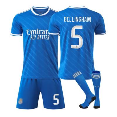 Kits de Fútbol Personalizados con Nombre para Adolescentes, Niños y Adultos 2025-26 Real Madrid 2ª Equipación de Visitante #5 BELLINGHAM Conjunto de Camiseta de Entrenamiento Deportiva con Calcetines
