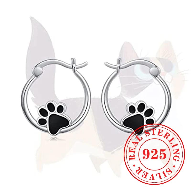 Sweet Shiny White CZ Heart Pierced Earrings for Girls  Sterling Silver Cute Pet Paw Prints Jewelry Daily Party Jewelry