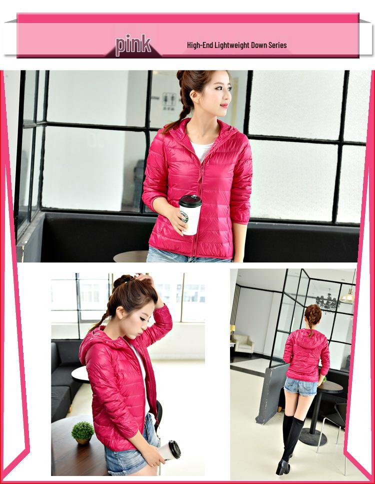 2026 Women's Lightweight Hooded Down Jacket - Ultra-Light Short White Duck Down for Winter