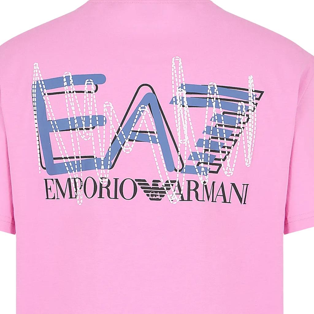 Emporio Armani EA7 Maglietta Casual Unisex a Maniche Corte con Girocollo e Lettere Monocolore Rosa 3DUT06-PJVBZ-1432