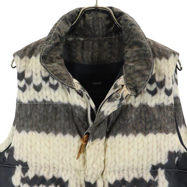 CASSAVES Print knit Down vest M Beige x gray Men's Used