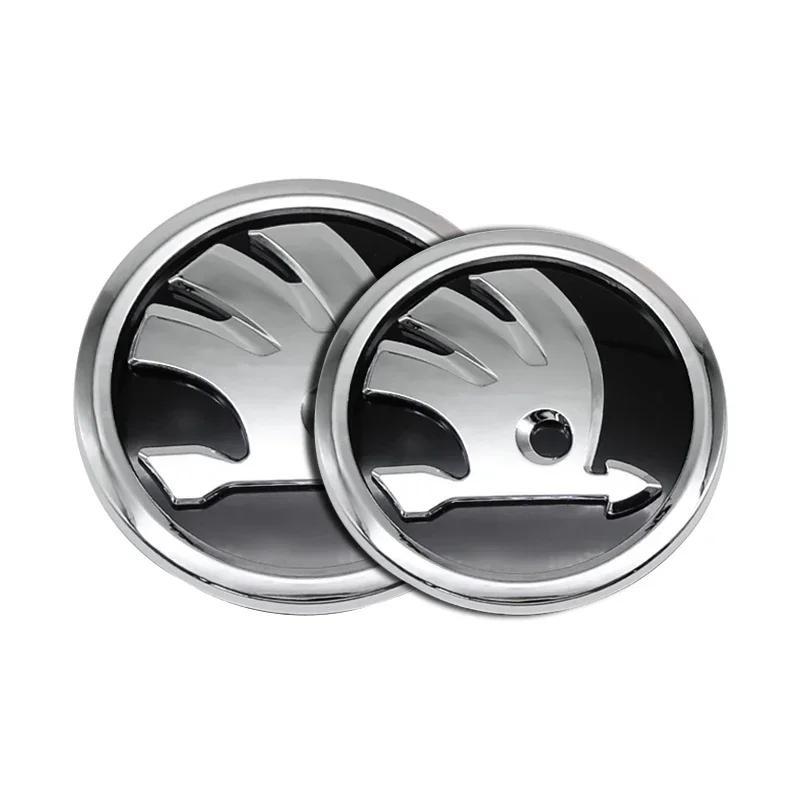 Car Sticker 2025 New 2Pcs 80mm 90mm 3D Car Badge Badge Hood Front and Trunk Badge for Skoda S Fabia 1 2 Octavia A7 RS Superb Car
