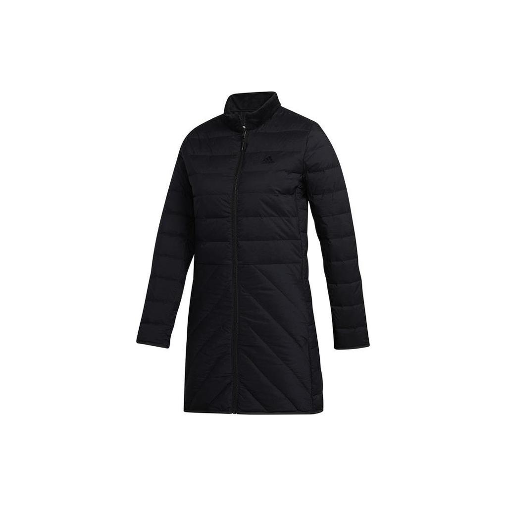 Adidas Solid Color Stand Collar Casual Sports Long Sleeve Down Jacket Women Jacket Black FS6483