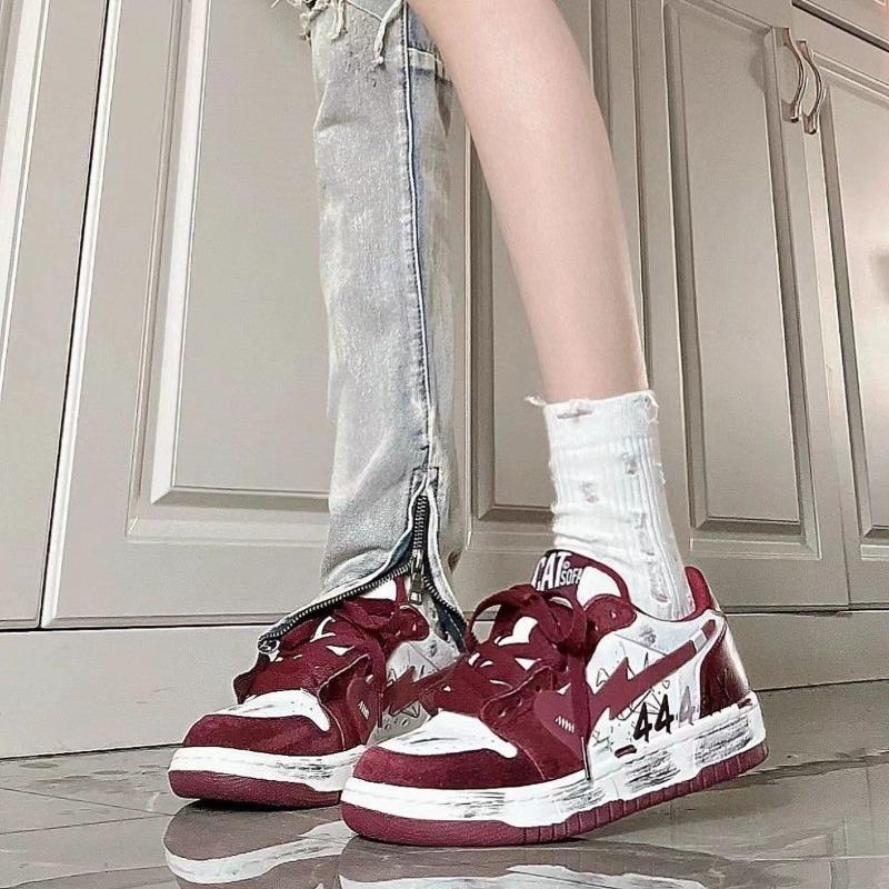 Zhao Ruth's Original Niche Graffiti Retro Board Shoes Flat Couple Casual Sports Shoes Children