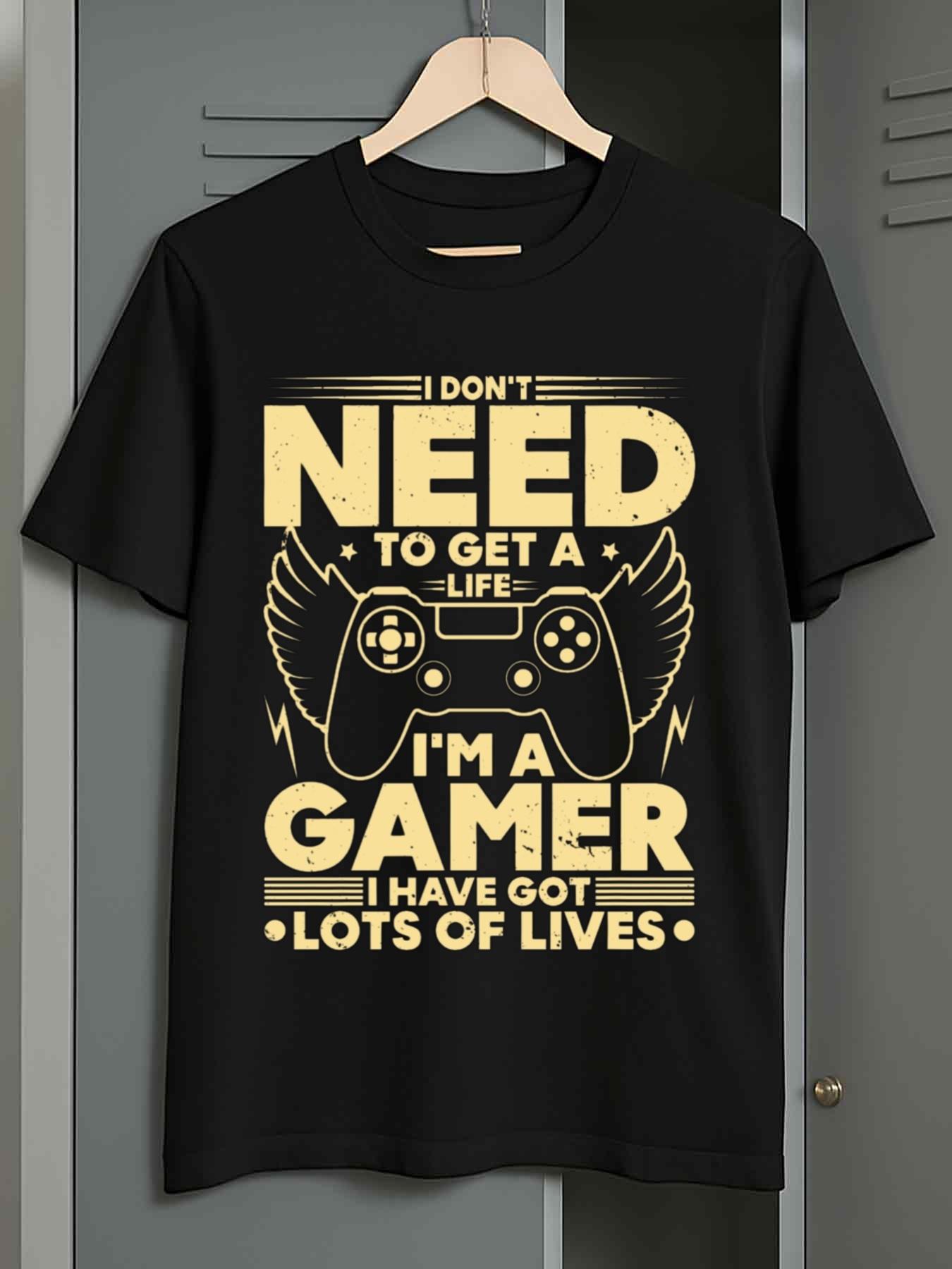 Men s T-Shirt Y2K 1pc Gamer Black XL