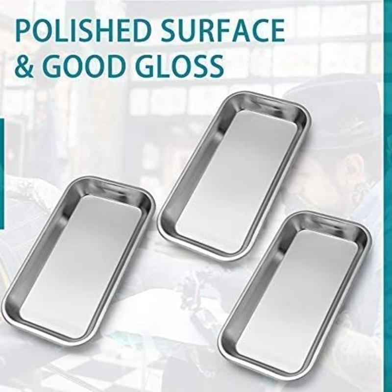 1/3Pcs Surgical Tray, Stainless Steel Tray for Lab Instrument Supplies, Tattoo Tool, Necklaces, Perfume, Hair Brushes, Jewelry