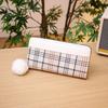 Women's Long Wallet Autumn and Winter New White Plaid Clutch Bag Color Scheme Single Hair Ball Change Bag One Piece Hair