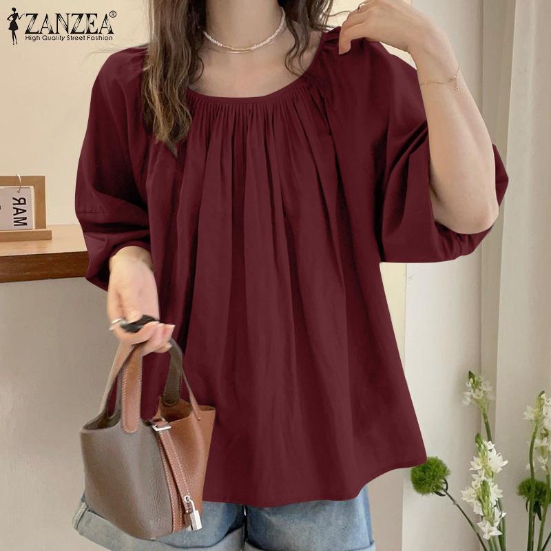 

ZANZEA Women Casual O-neck Summer Loose Half Sleeve Blouse 3XL жёлтый