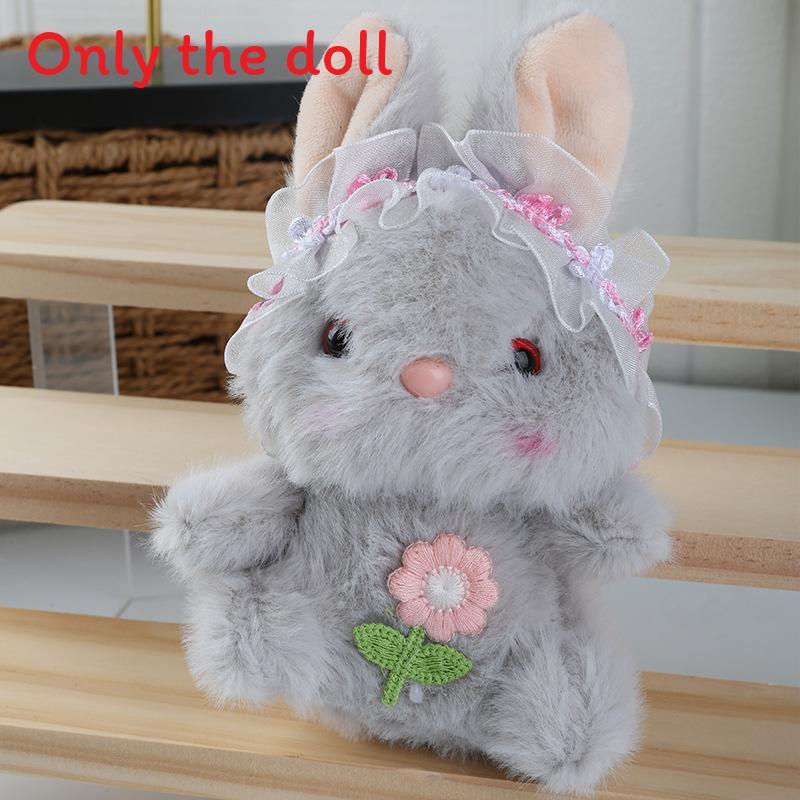 Embroidery Flower Cute Lace Headwear Cartoon Rabbit Plush Toy Pendant For Kids