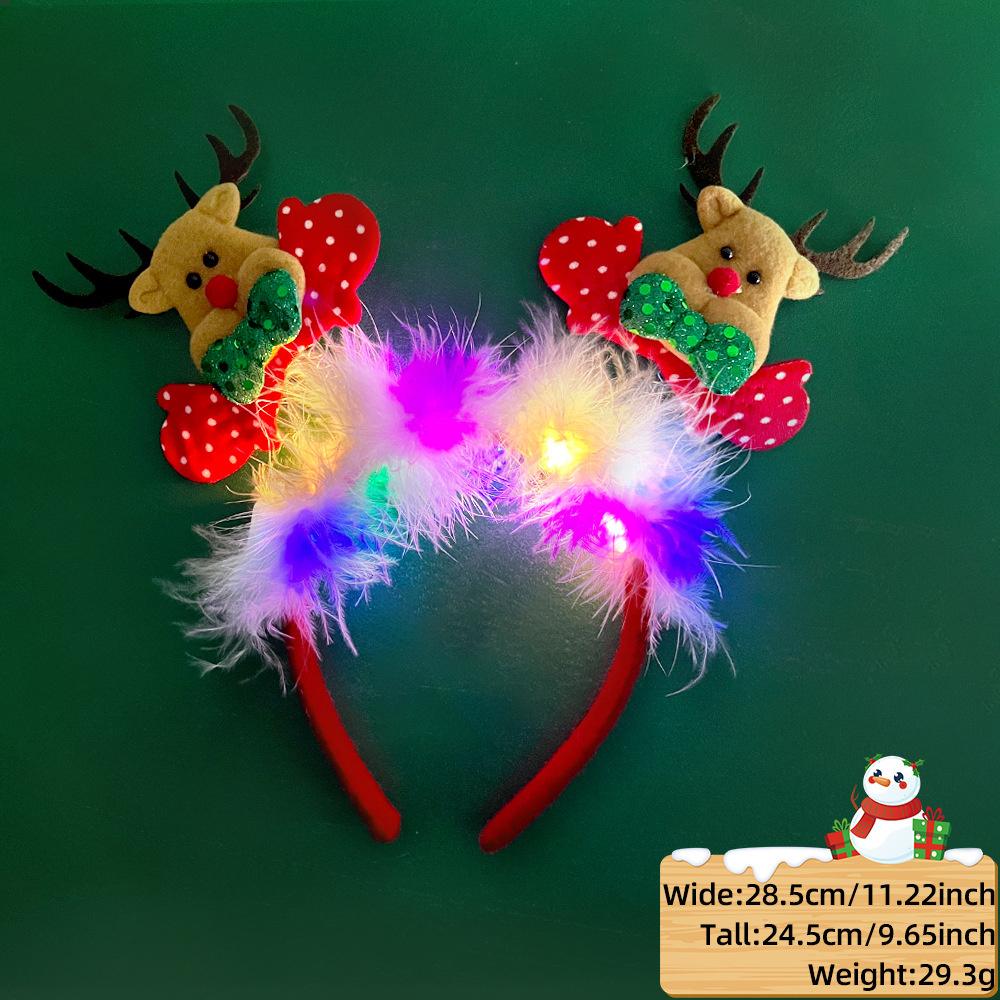 LED Christmas Antler Headband Reindeer Light Up Headband Luminous Hair Hoop Children Party Costume Cute Xmas Decoration 2024