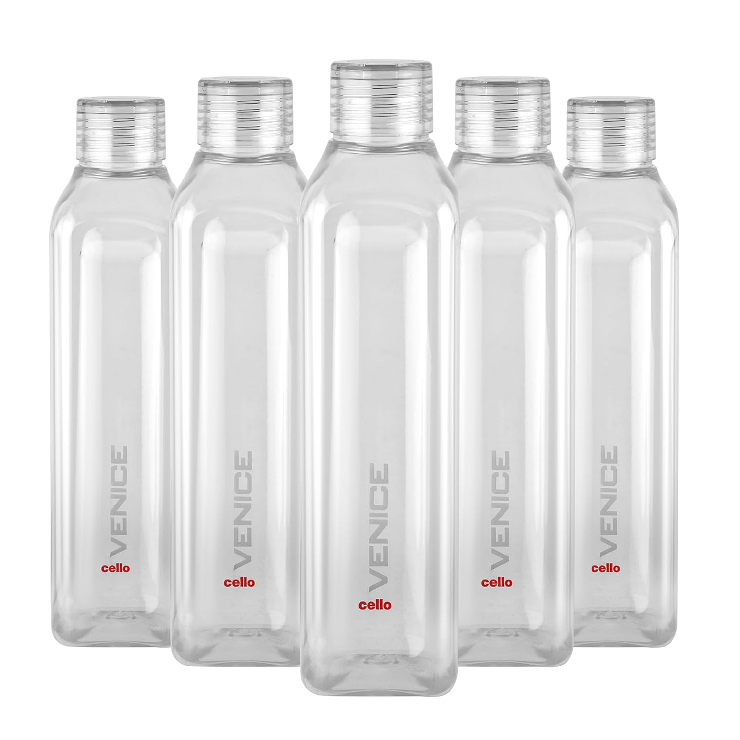 

Cello BPA-Free Plastic Water Bottles Set Of 5 Leak Proof 1 Litre Wide Mouth For Gym Office Travel Lightweight Durable & Space Saving