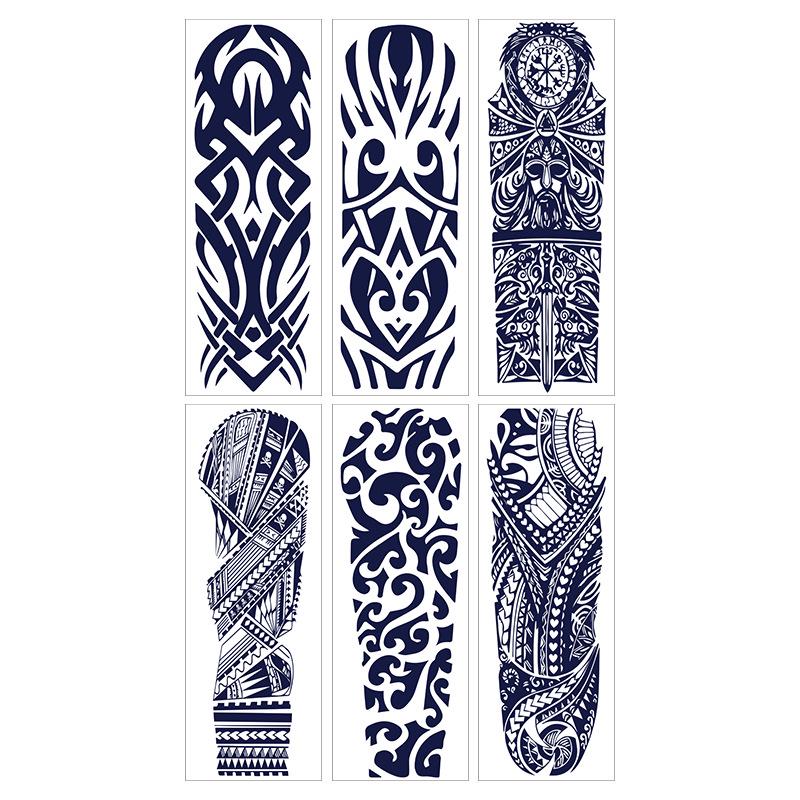 Waterproof Full Arm Flower Tattoo Stickers - Semi-Permanent for Men & Women