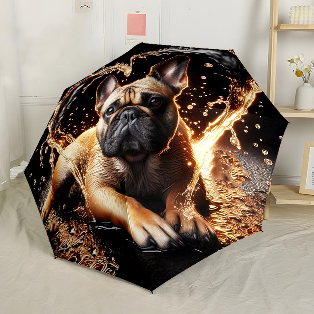 Wolf Family Moonlit Night Automatic Umbrella Compact 8 Rib Lightweight Foldable Design Durable Everyday Carry Umbrella Fashion Lovers