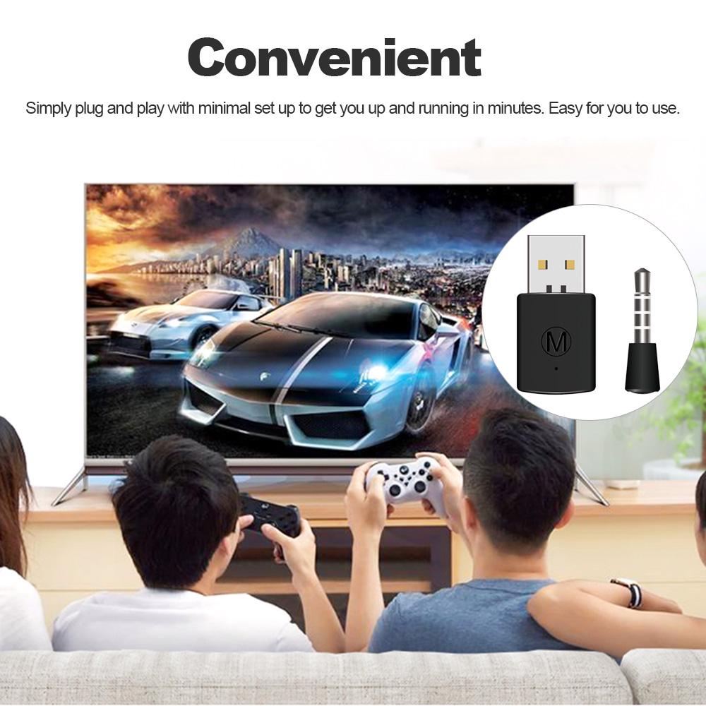 BT Receiver Wireless Headset Headphone Adapter with Mic BT 4.0 Dongle USB Adapter USB Dongle for PS4 Black