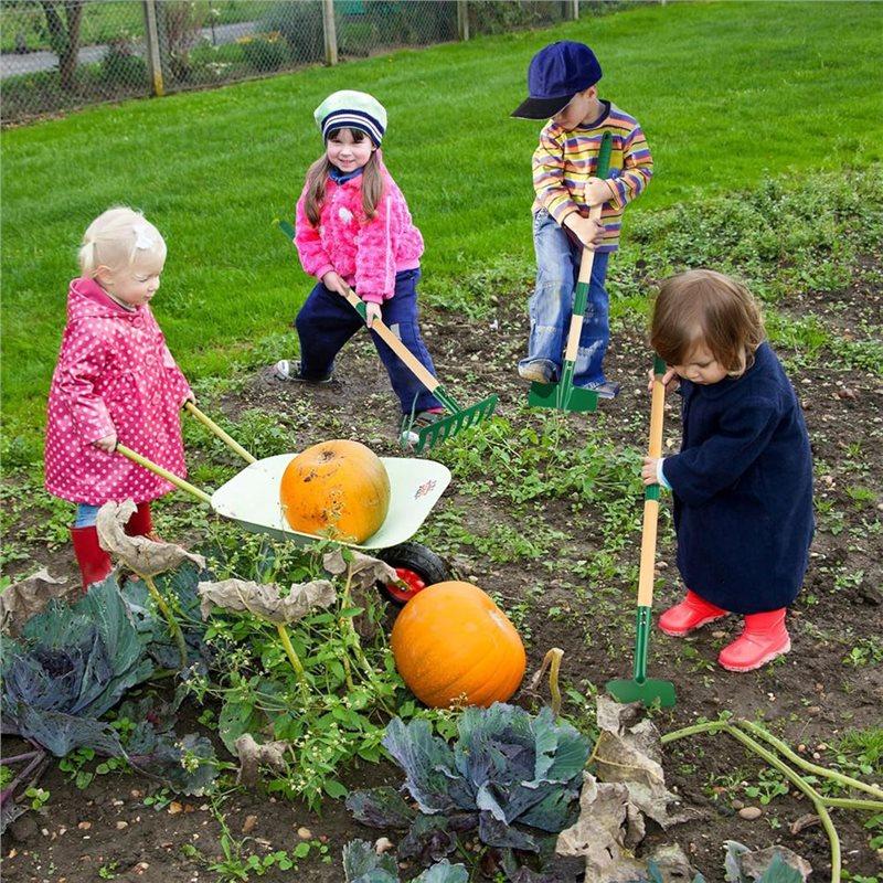 ABWR-Juego de Herramientas de Jardinería para Niños-6 Piezas Jardín Con Pala, Rastrillo, Azada, Rastrillo de Hojas, Herramientas para Cavar y Deshierbar el Césped del Jardín