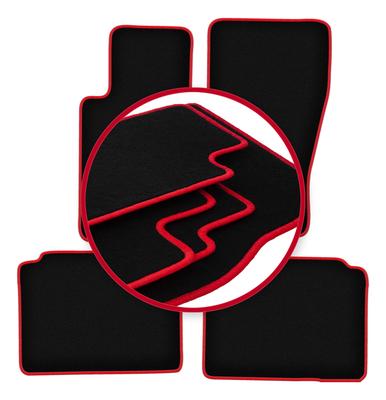 Velour Floor Mats with Red Edge For: Jeep Grand Cherokee III WK Off-road (2005-2010)