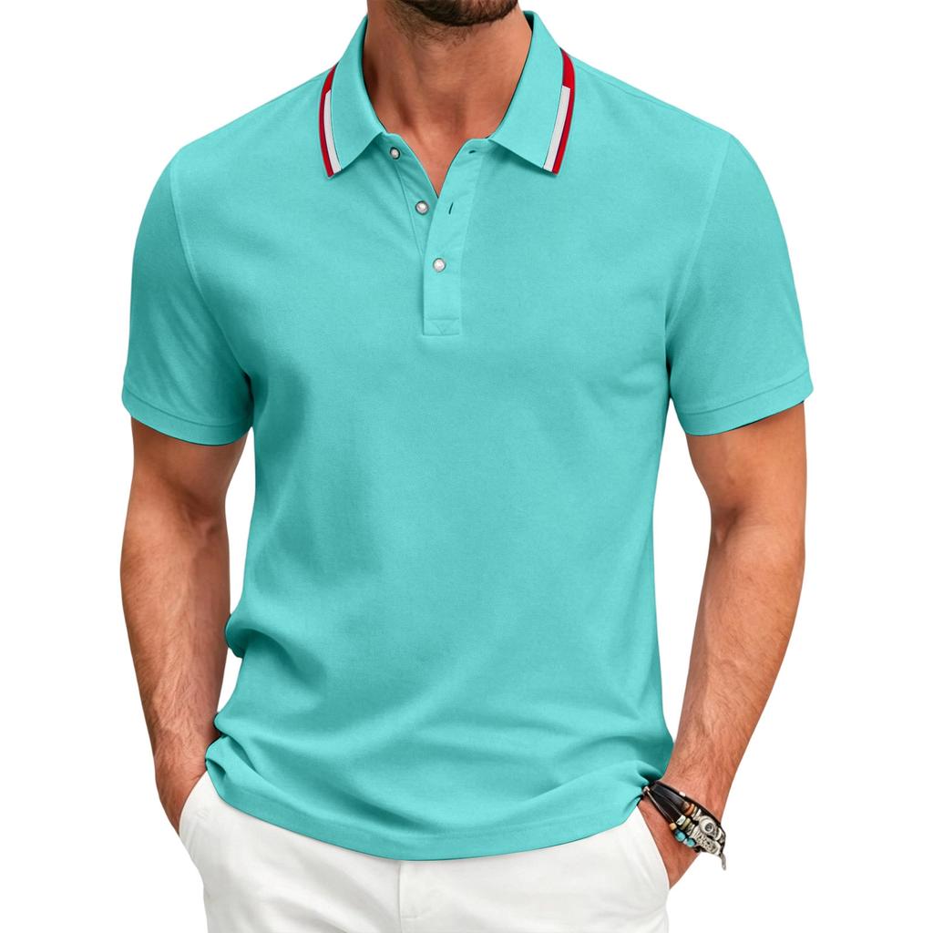Men's Short Sleeve Polo Shirt Breathable Quick Dry Sports Casual Collared Polo Shirt for Summer Outdoor Activities