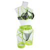 European & American Mesh Strappy Underwire Push-up Lingerie Set with Metal Ring & Bandage Waist Cincher