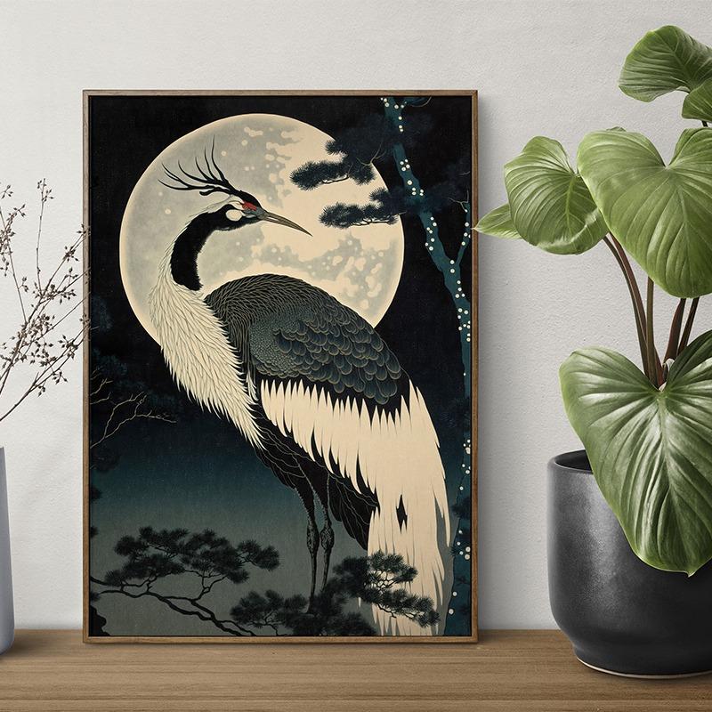 Japanese Art Style Animal Posters Dog Otter Squirrel Crane Prints Canvas Printing Retro Wall Picture for Living Room Home Decor
