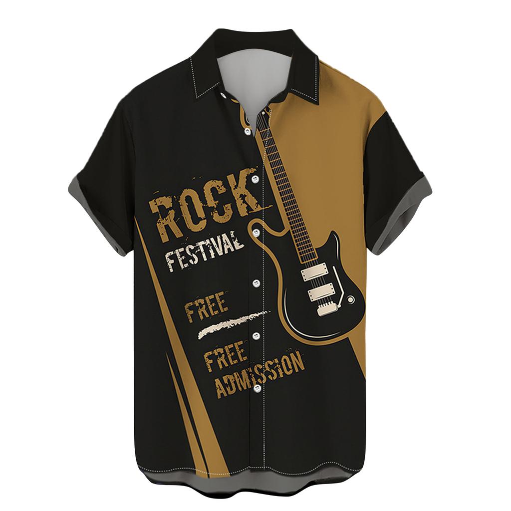 Summer New Plus Size Hong Kong Style Men's Shirt with Digital Printing Casual Short Sleeved Shirt for Men