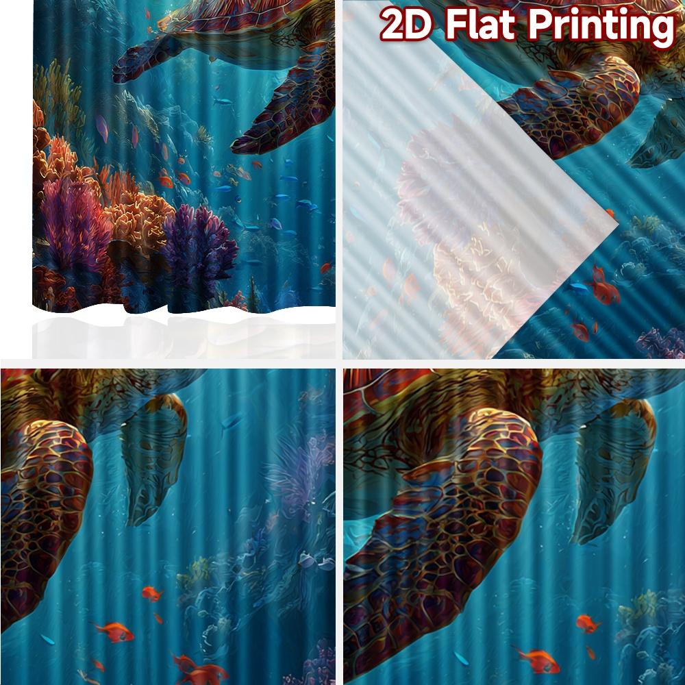 2pcs, 2D FLAT PRINTING Curtains (Without Rod) Ocean Turtle Halloween Festival Creative Curtains Versatile Fabric Curtains All