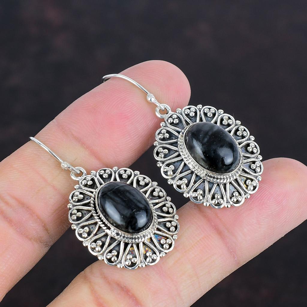 Picasso Jasper Earrings 925 Sterling Silver Earring Handmade Gemstone Earring Vintage Jewelry Gifts For Mother Dangle Earring Silver Jewelry