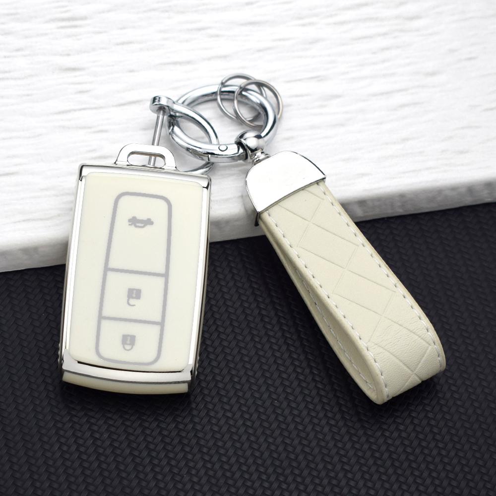 Silvery TPU Car Key Fob Case Cover for Toyota Prius 2004-2008 Corolla Verso Camry 3 Buttons Key Shell Protector Holder Keychain