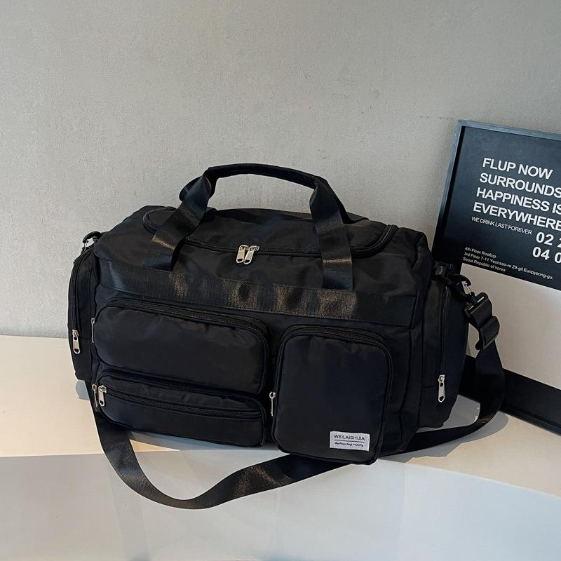 

Вместительная дорожная сумка, универсальная сумка для коротких поездок, женская новая сумка через плечо и мессенджер с отделением для влажных и сухих вещей чёрный
