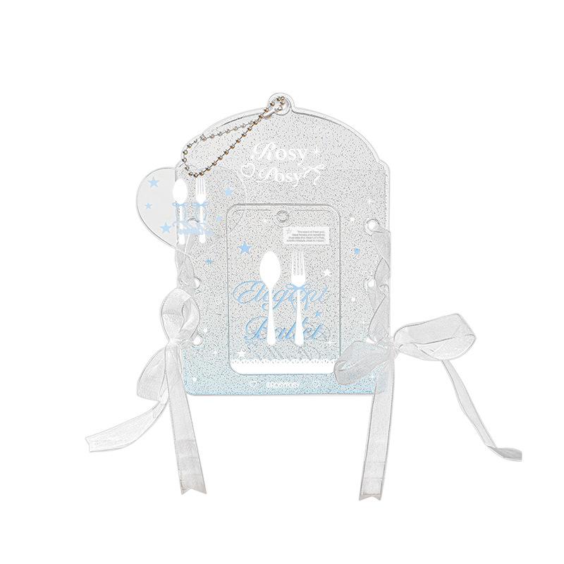 Ballet Series Transparent PVC Card Holder with Ribbon 3 Inch Kpop Photocard Frame Lovely Photocard Sleeves for Girl Bag Pendant