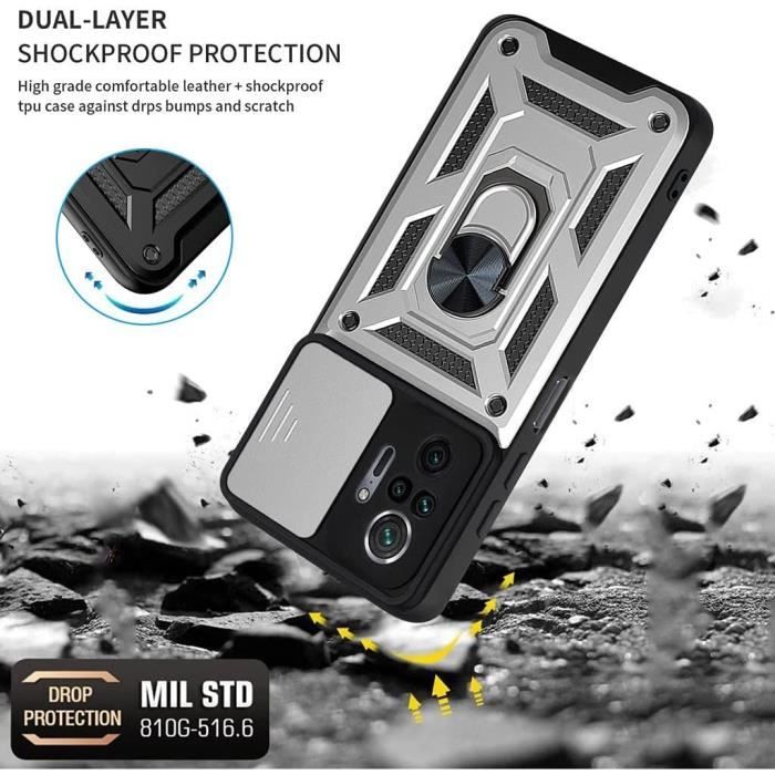 2 Verres Trempés + Coque pour Xiaomi Redmi Note 14 5G (pas pour 4G), Antichoc Cache Caméra Anti-Rayure Rigide Argenté