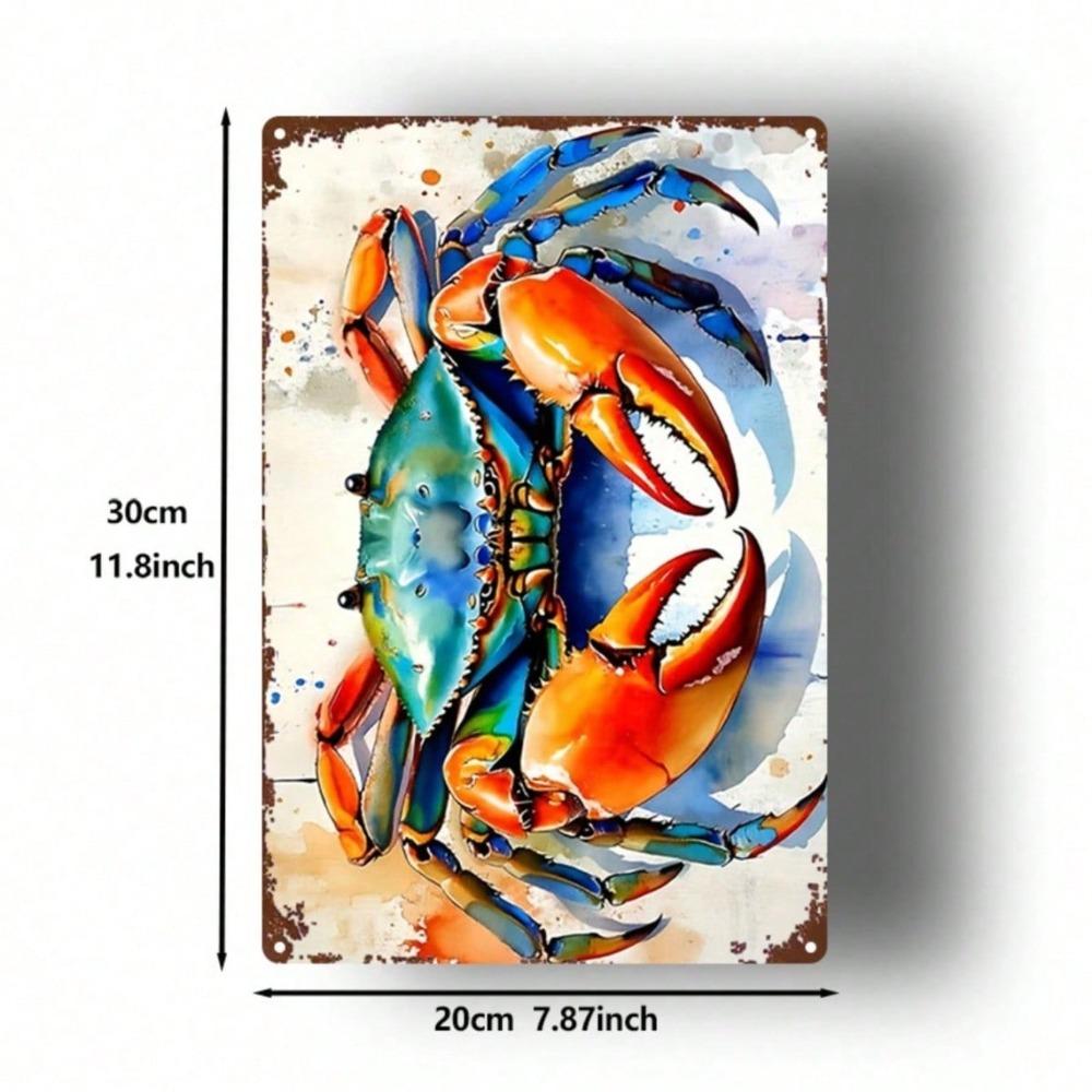 Blue Crab Metal Wall Art 8x12 – Realistic Nautical Iron Hanging Sign, Indoor/Outdoor Farmhouse, Christmas Decor