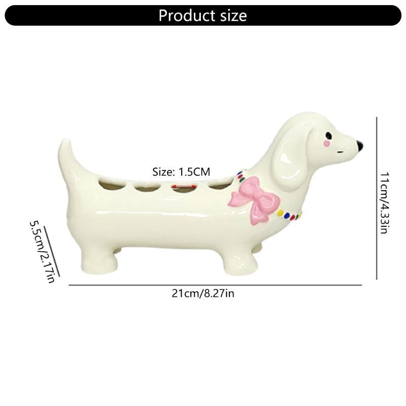 652F Cartoon Dog Ceramic Toothbrush Stand Holder For Bathroom with 4 Slots