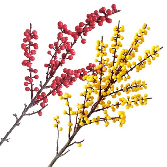 Artificial Holly Berries No-Maintenance Long-Lasting Beauty Realistic Texture Red Berries Flexible Shape Faux Berries Home Decor
