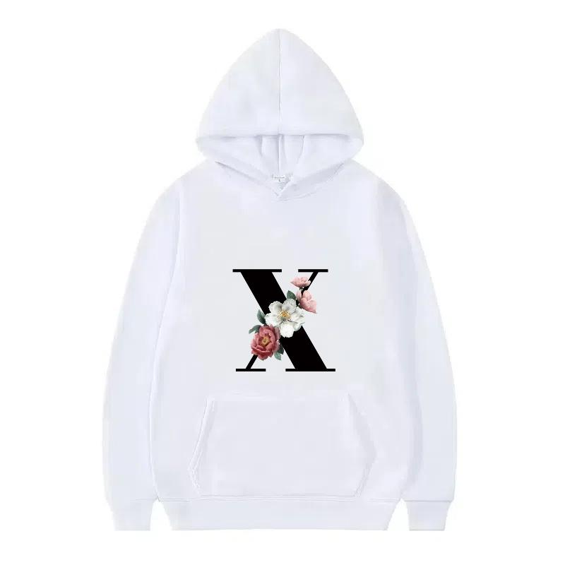 Letter Number Print Pattern Woman Fashion Loose Black Autumn Sporty Tops Clothes Pullovers Ladies Cheap Hoodies Men Sweatshirts