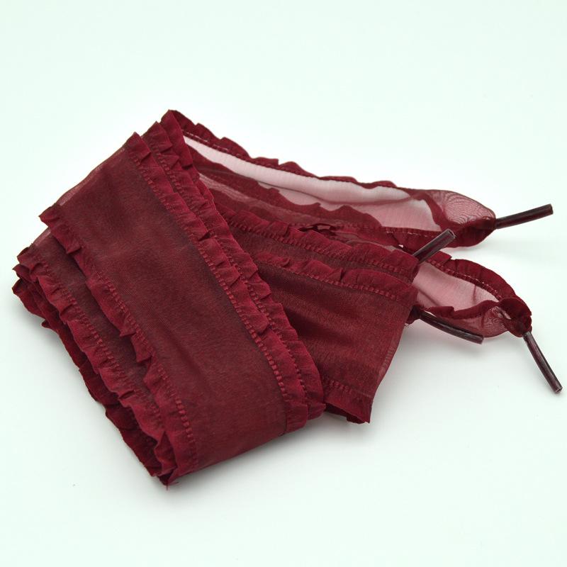 4cm Verbreed Ruches Organza Schoenveters 18 Kleuren Chiffon Garen Strik Brede Veters Trend Schoonheid Wit Casual Sneakers Schoenveters Dropship 80cm wijn