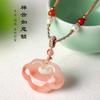 New Chinese Style Light Luxury Natural Jade Agate Ruyi Lock Pendant Necklace For Women