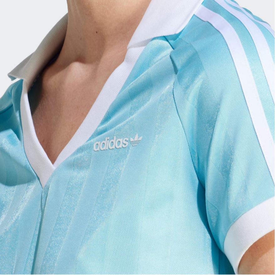 Adidas Originals Clover Logo Print Casual Short Sleeve T-Shirt Women Tops Light-Blue IR9779